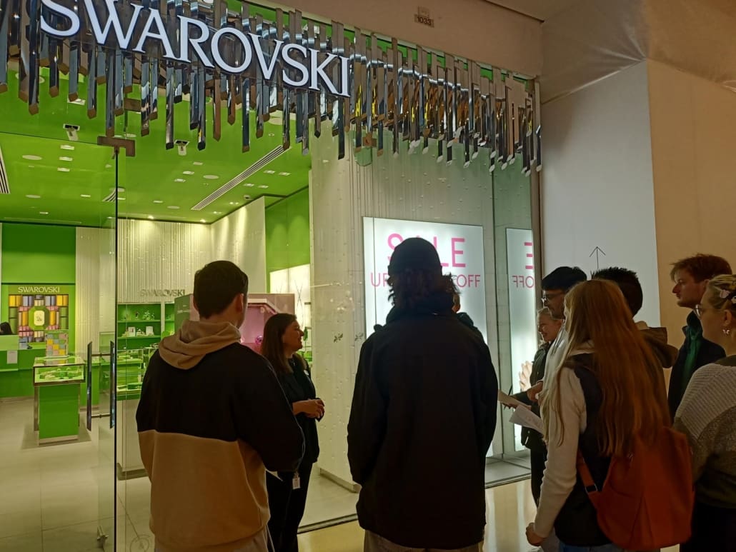 Students pictured at shopping centre